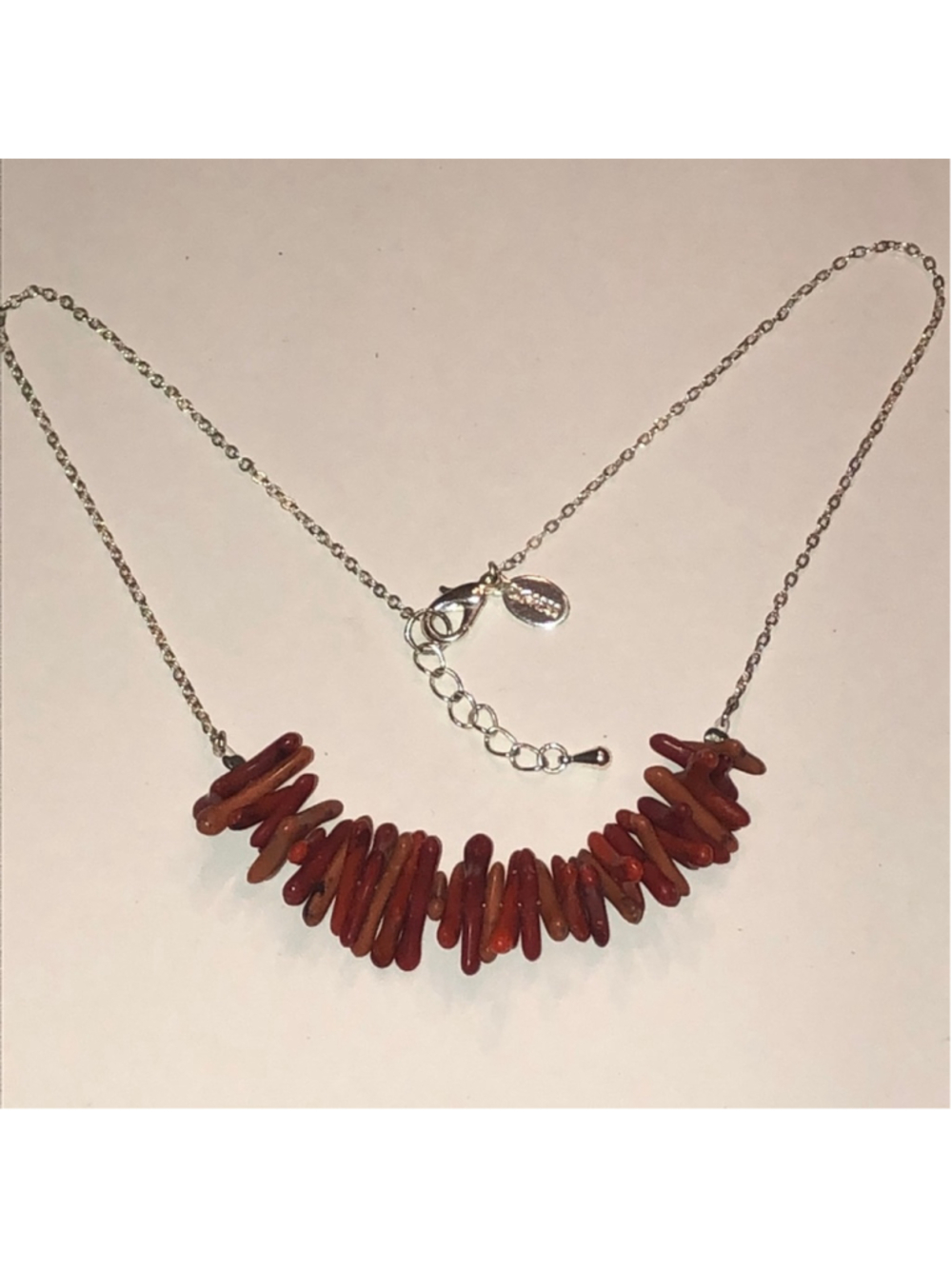 Express Silver Tone Elegant Faux Coral Boho Necklace
